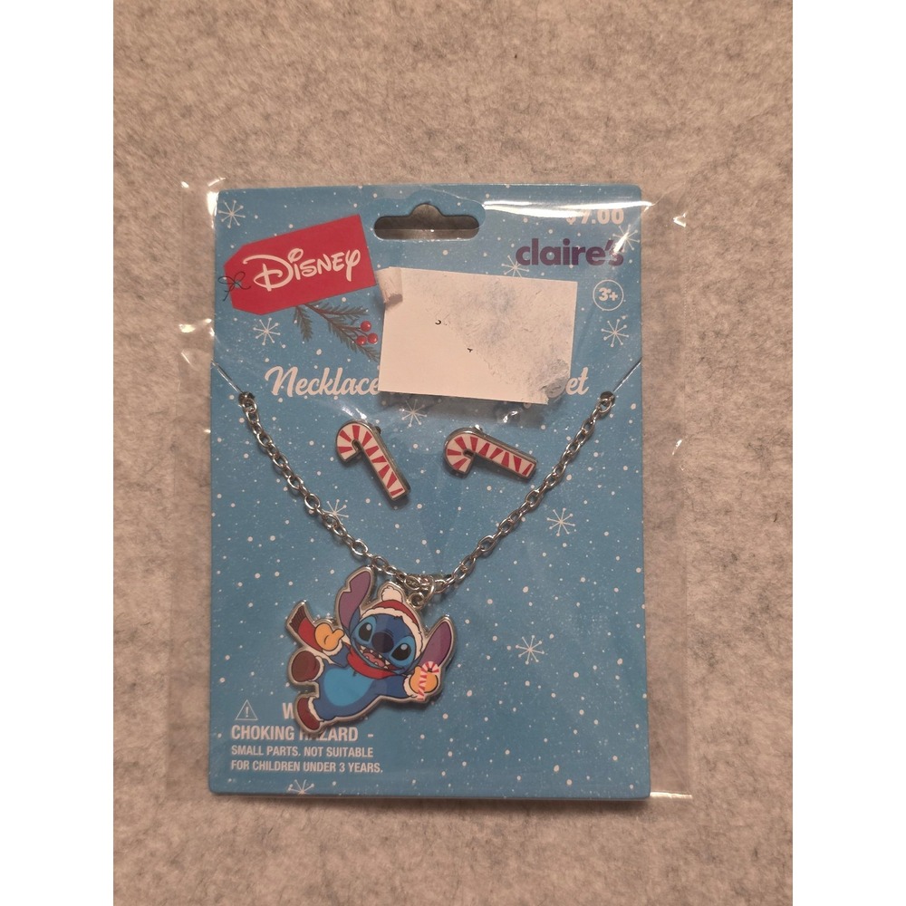 Disney stitch necklace and earrings